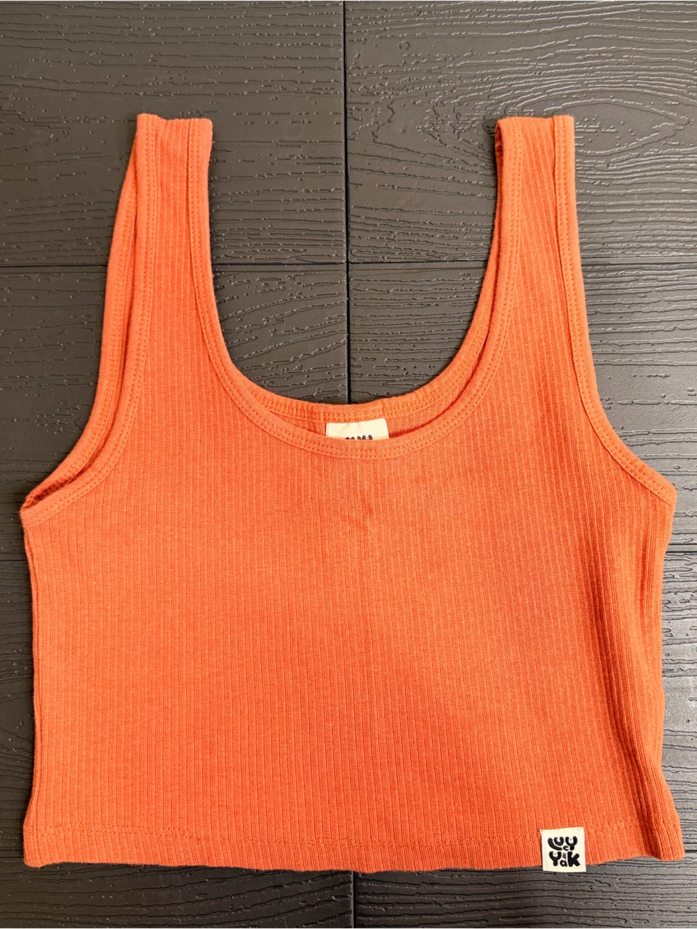 Lucy & Yak Orange Ribbed Crop Tank Top